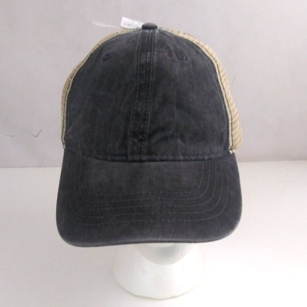NWT Black Denim Mesh Back Unisex Adjustable Baseball Cap